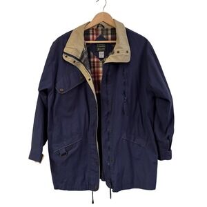 VTG Scandia Woods Womens Barn Chore Jacket Plaid Lined Collared‎ Blue Coat Sz XL